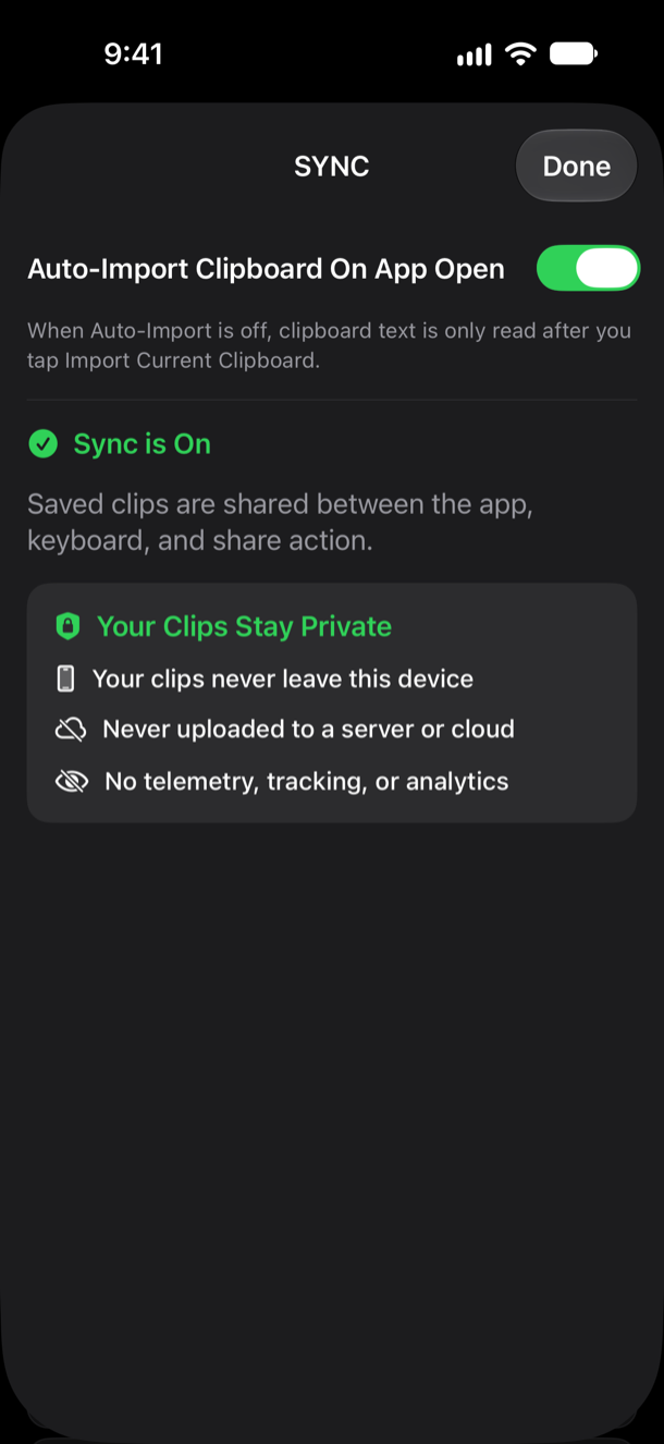 ClipboardKeyboard: Sync, dark