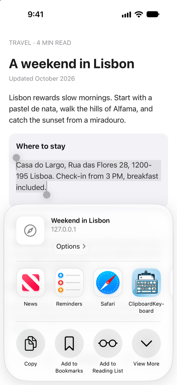 ClipboardKeyboard: Share to save