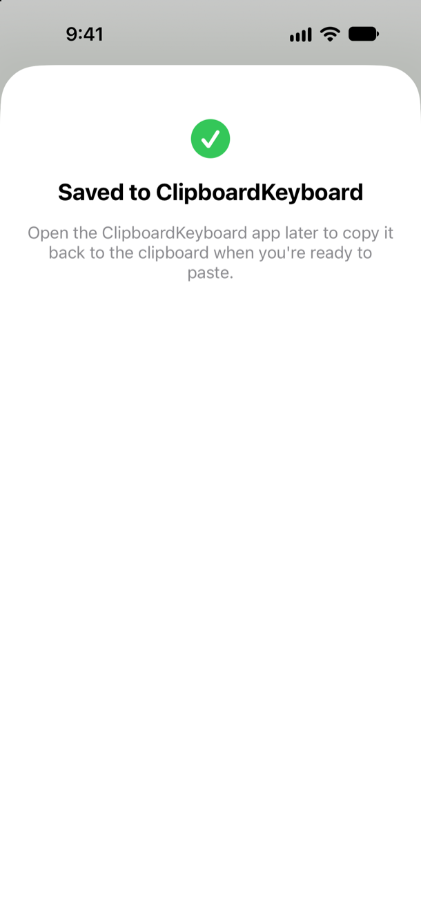 Saved to ClipboardKeyboard confirmation